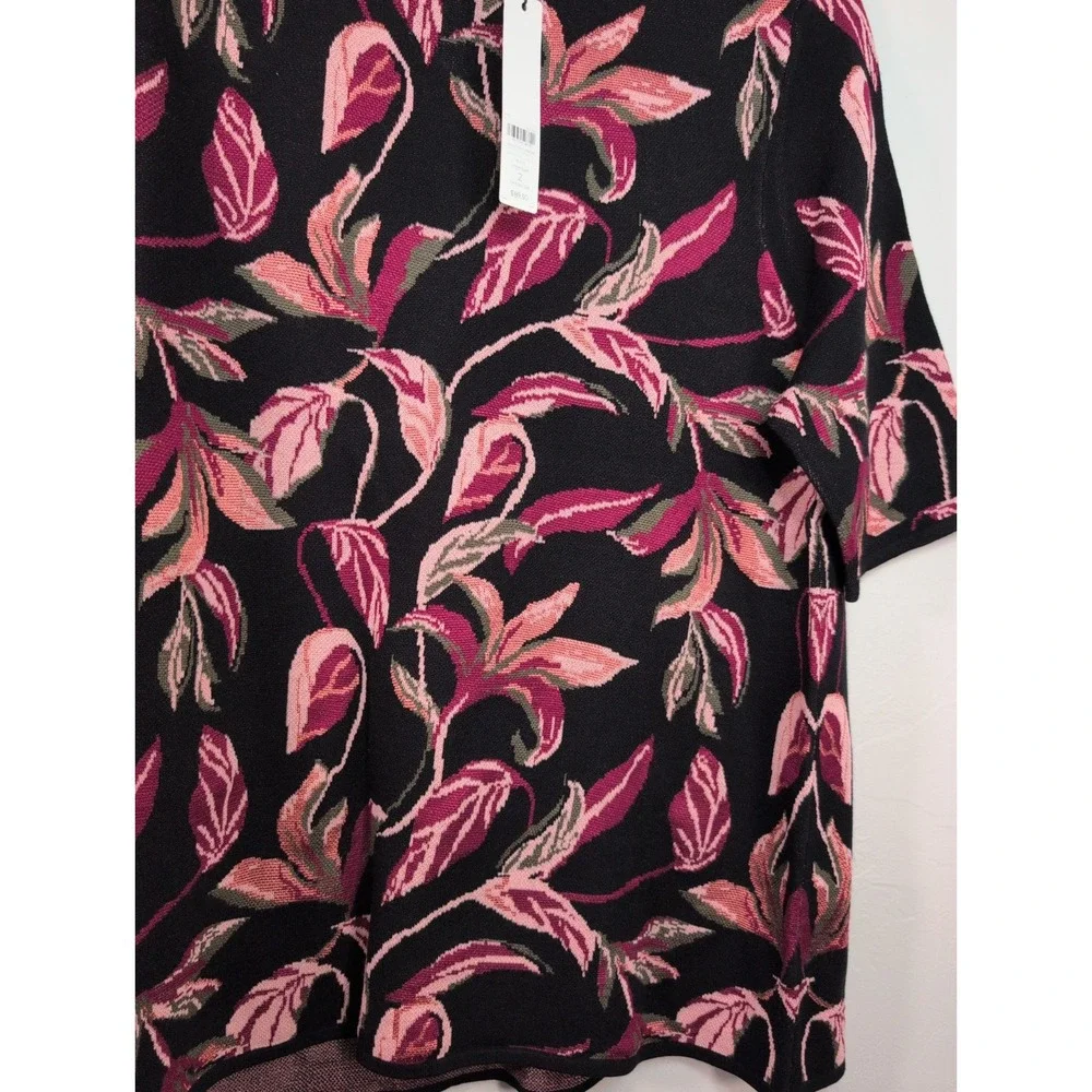 Chico's Sweater Womens Size 2 Black Floral  New
